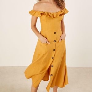 SALE! Reformation Hattie Linen Off Shoulder Dress 2